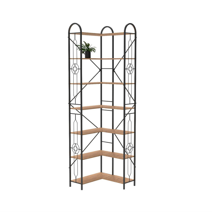 Industrial Style Corner Bookshelf With Thickened Iron Frame