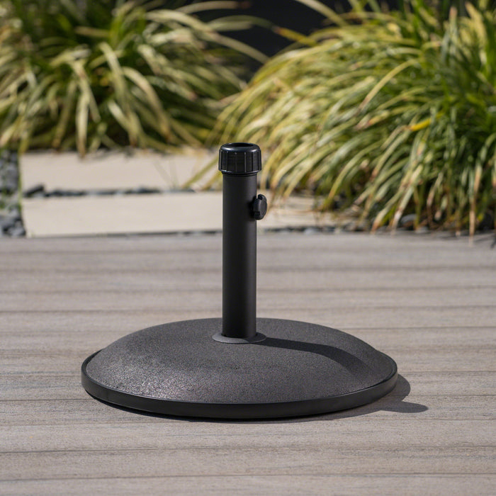 Stylish Concrete Umbrella Base With Iron Support Pole - Black