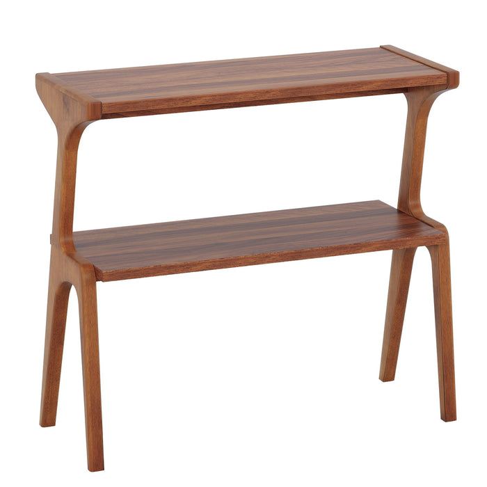Narrow End Table With 2 Tier Shelf - Cherry