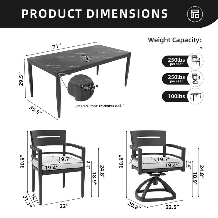 Modern Outdoor Patio Dining Set With Table And Chairs With Sunbrella Cushions