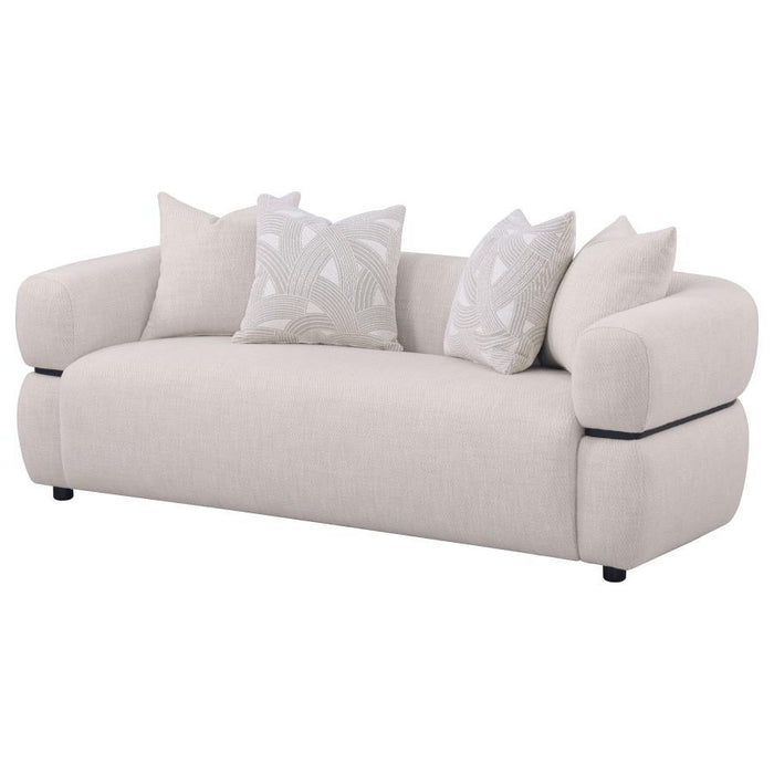 Jeanette - 84" Fabric Upholstered Round Arm Sofa - Beige