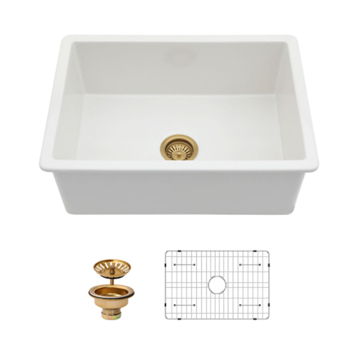 Undermount Single Bowl Ceramic Kitchen Sink, Dual Mount