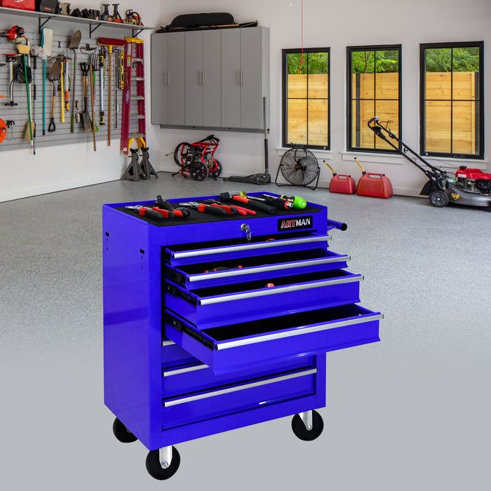 7 Drawers Multifunctional Tool Cart With Swivel Wheels