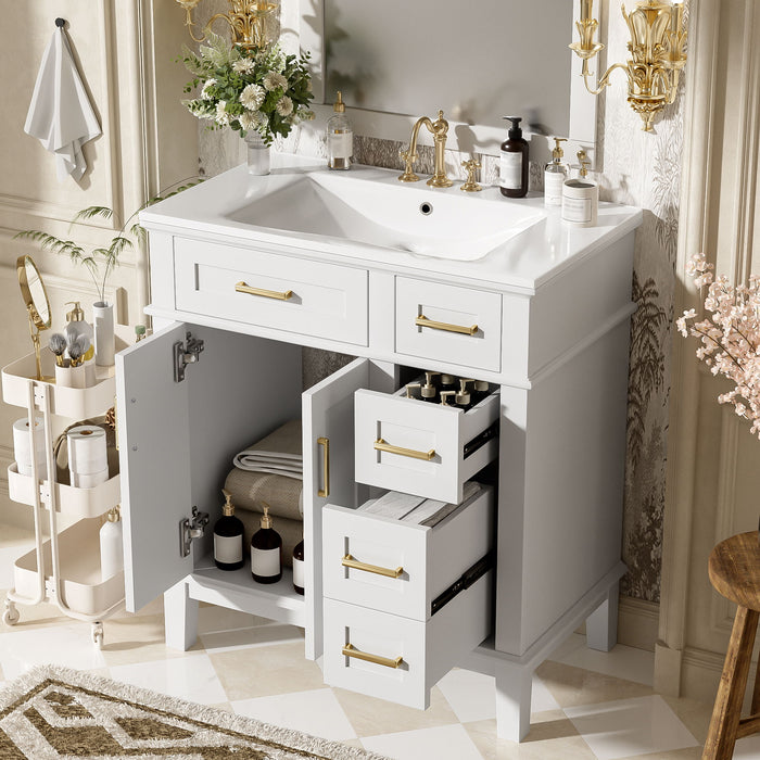Modern Bathroom Vanity With Sink, Storage Cabinet, Soft Close Doors, Deep & Standard Drawers