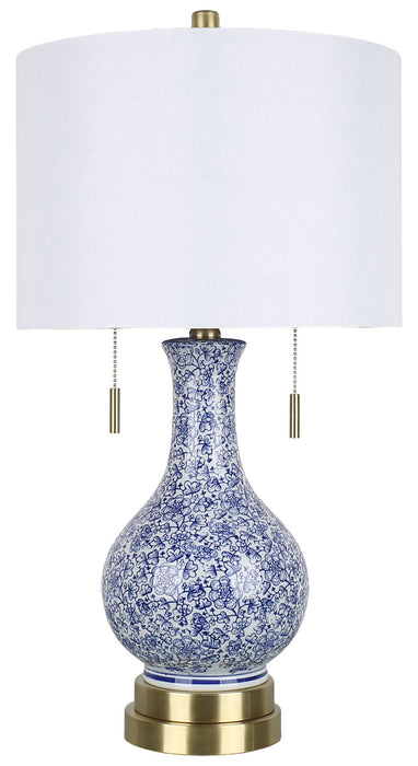 Cobalt Garden - 25 X 14 - Ceramic Table Lamp (Set of 2) - Cobalt Blue Floral Chinoiserie