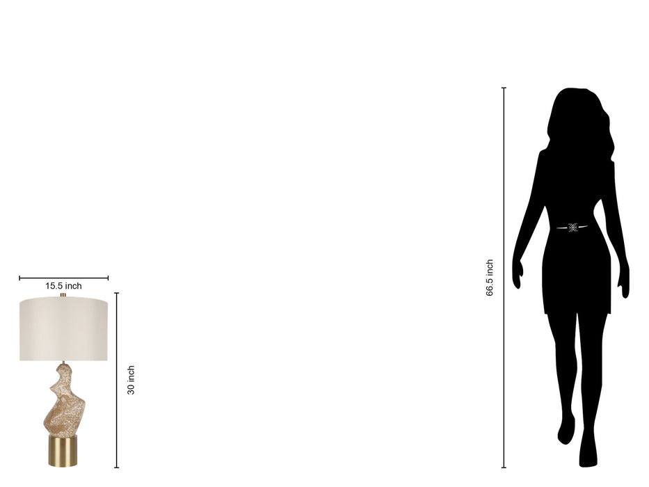 "Sculptural Serenity" Ceramic Table Lamp (Set of 2) - Stone / Soft Gold