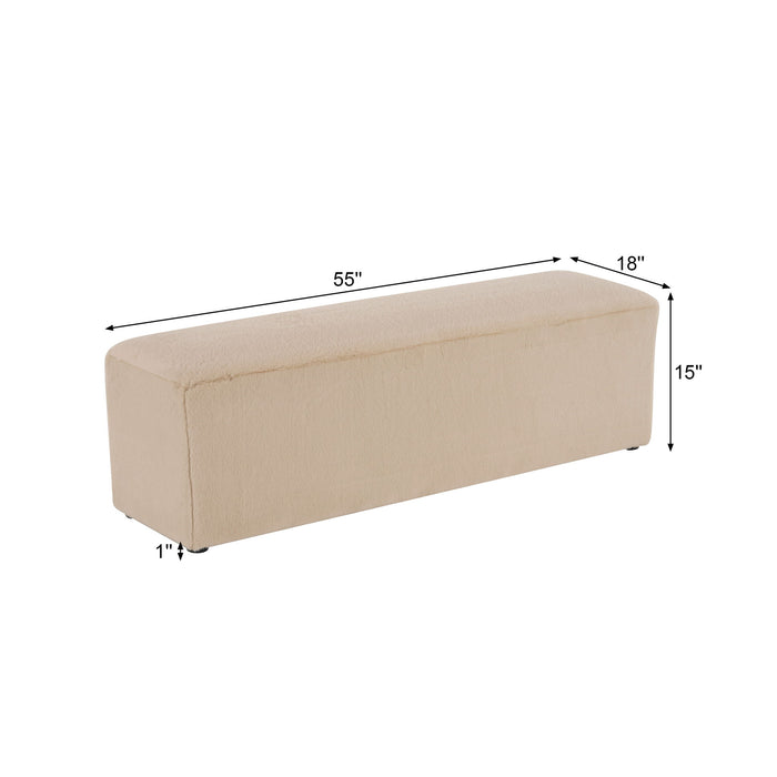 Long Plush Ottoman, Simple Footstool And Seat For Home Use - Almond
