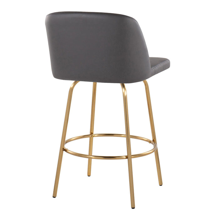 Toriano - Contemporary, Fixed Height Counter Stool With Swivel With Round Footrest (Set of 2)