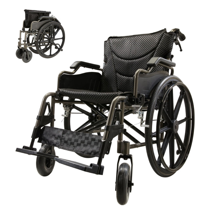 Lightweight Foldable Transport Wheelchair For Adults With Double X Force Support