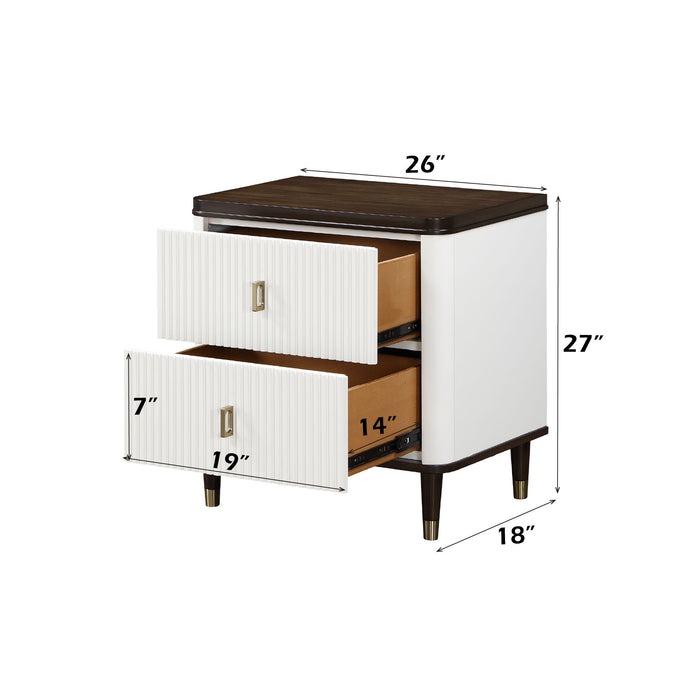 Carena - Night Stand With USB - White / Walnut