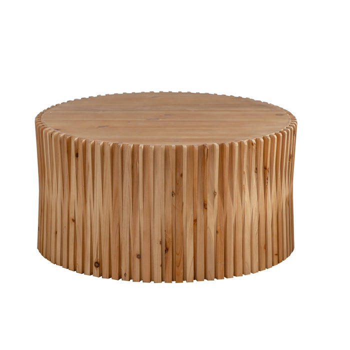 Cylindrical Coffee Table With Vertical Texture Relief
