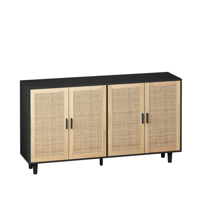 Elegant And Functional 4 Door Rattan Decorative Storage Cabinet