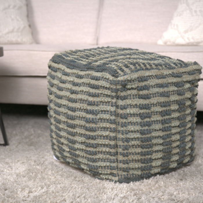 Walle - Fabric Square Pouf Ottoman And Floor Cushion Teal - Blue