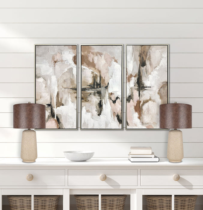 "Rustic Harmony" Ceramic Table Lamp (Set of 2) - Rock