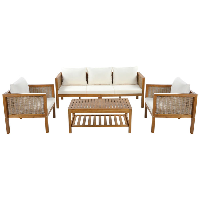 Patio Set Outdoor With Coffee Table And Cushions