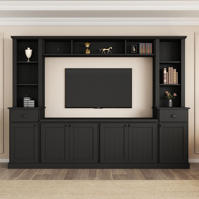 Minimalist Entertainment Wall Unit Set With Bridge For TVs Up To 75"