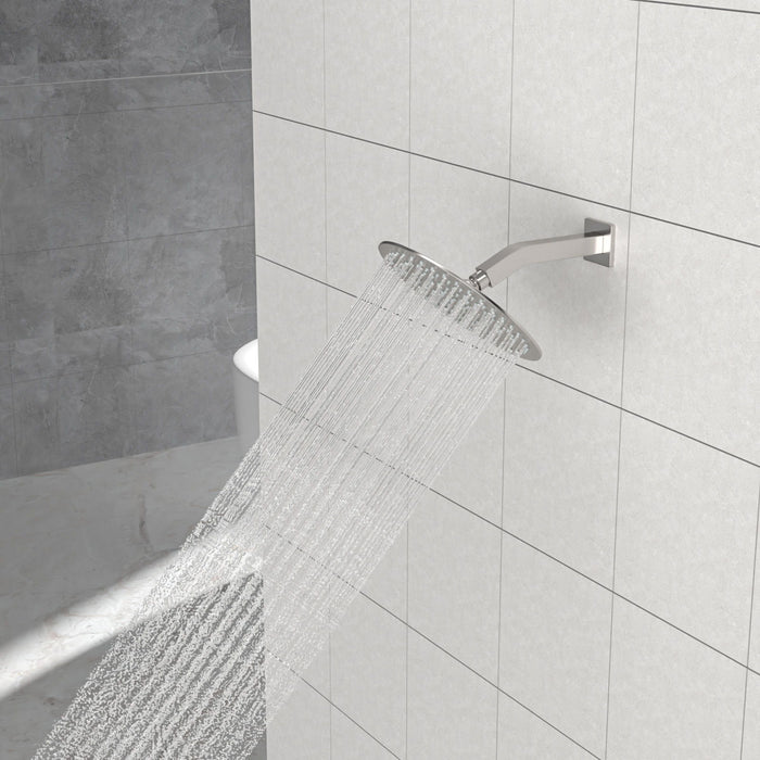 Elegant 6" Shower Arm With Flange, Stainless Steel Construction For Rain Shower Heads
