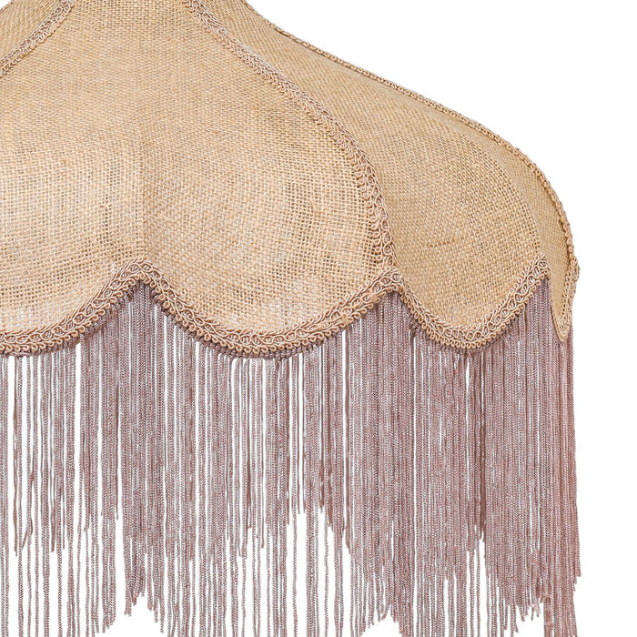 Buchanan - Jute Fringed Scalloped Pendant Light - Pink