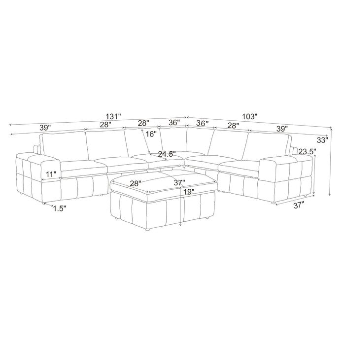 Large Square Arms Modular Sectional