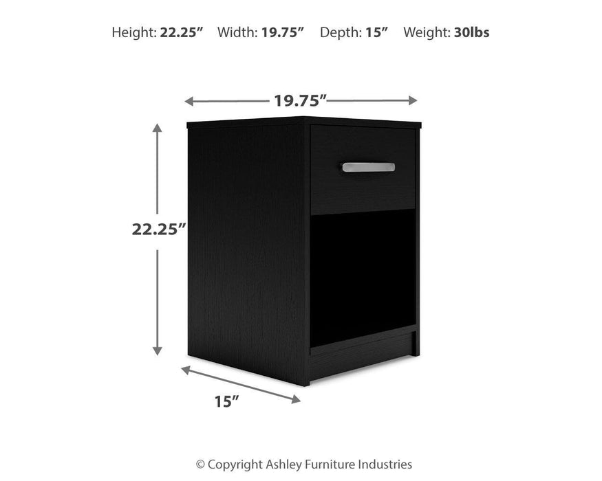 Finch - Preto - Mesa de cabeceira com uma gaveta - 23" de altura