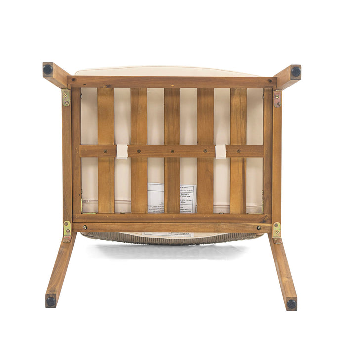 Outdoor Acacia Wood Dining Armchair With Cushion (Set of 2)