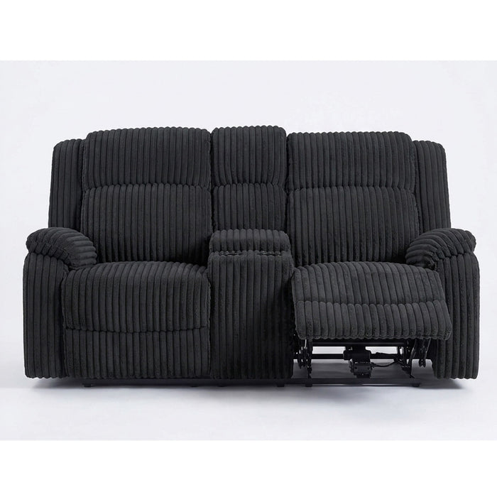 Motion Loveseat Recliner With Console Soft Seat Upholstered For Living Room - Black
