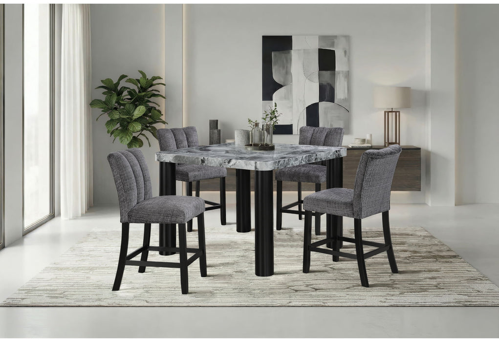 D5473 - 9 Piece Dining Room Set (Bar Table And 8 Bar Stools) - Black / Gray