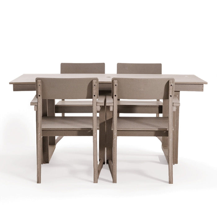 5 Piece Outdoor Dining Set, Table With Umbrella Hole And 4 Armrest Chairs