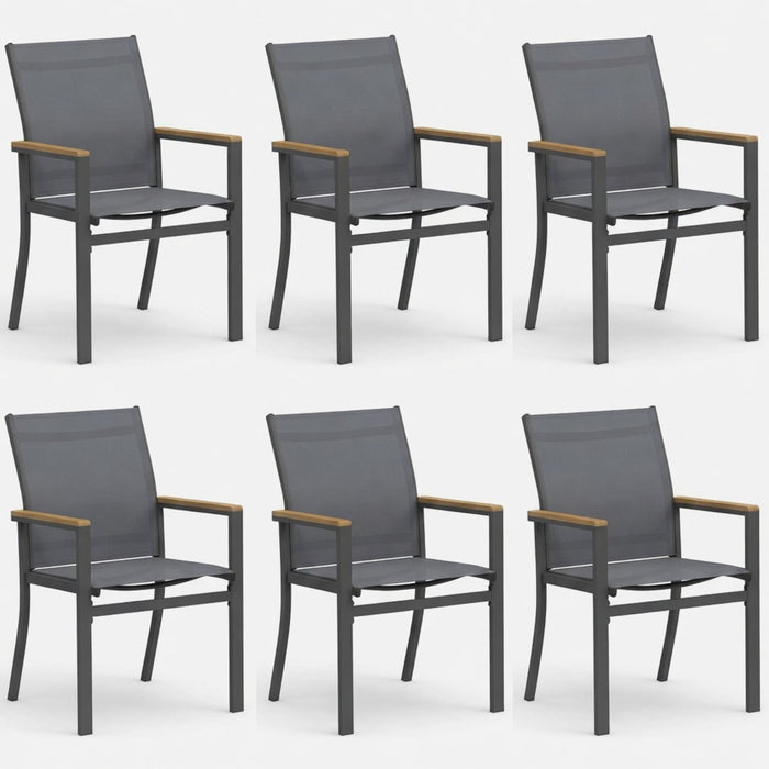 Outdoor Patio Chairs, Ergonomic (Set of 6) - Gray
