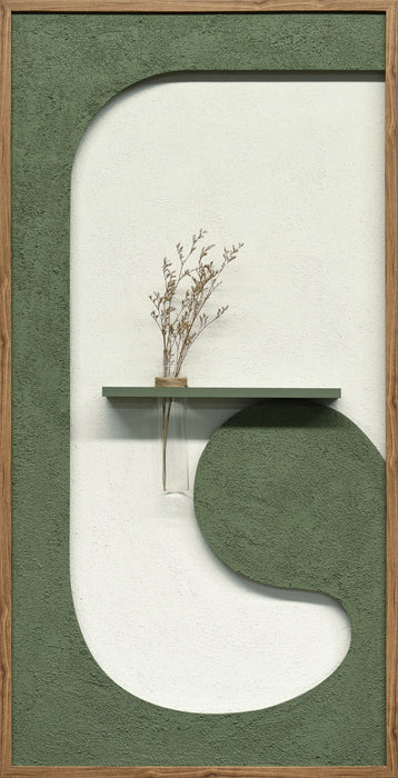 Verdant Niche I Hand-Painted LED Art In Frame - Sage / Ivory