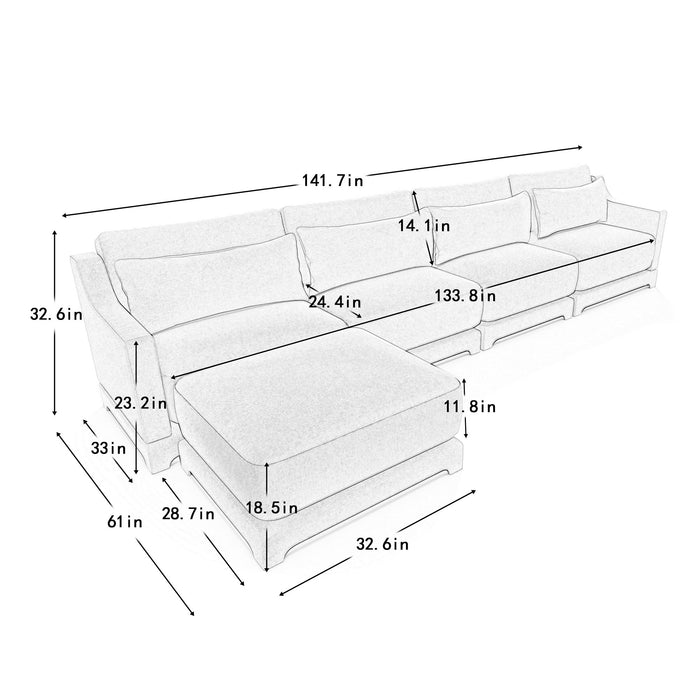 Stylish Sofa With Ottoman And Lumbar Pillows, Ergonomic Design