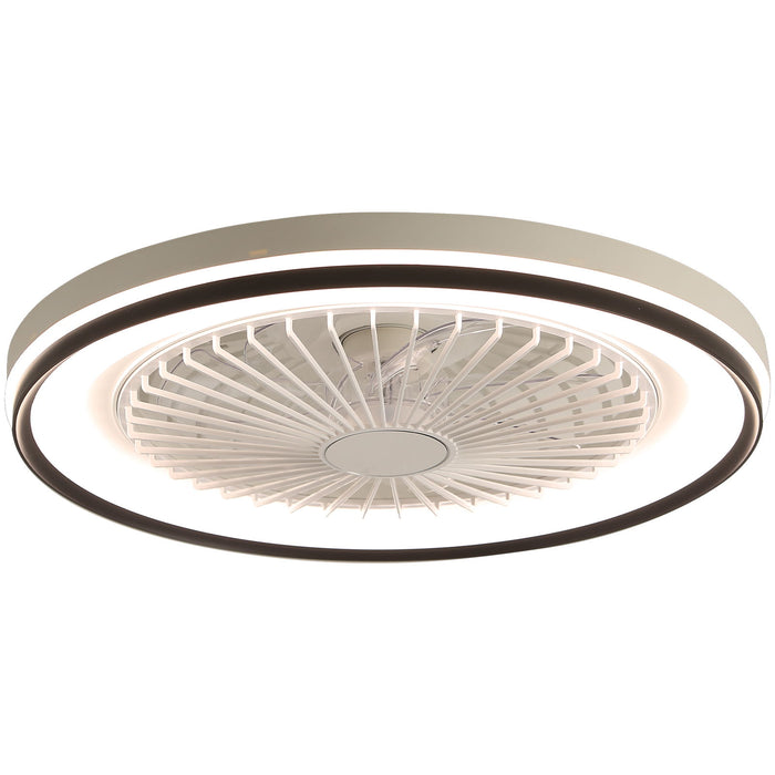 RGB Dimmable LED Enclosed Ceiling Fan With Light Flush Mount Bladeless, 6 Speed, Remote Control - White