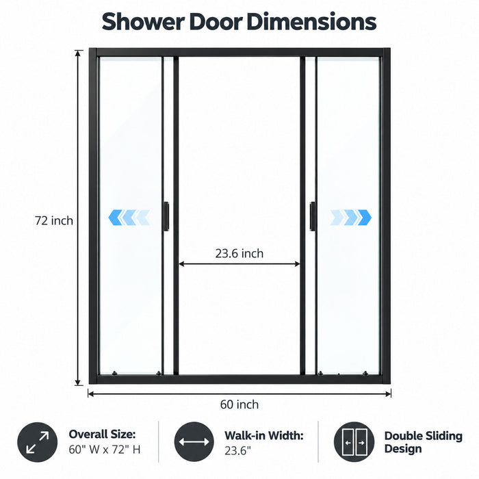 Double Framed Sliding Shower Door - Matte Black