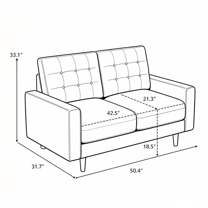 Loveseat Sofa, Tufted Back Upholstered 2 Seat Couch