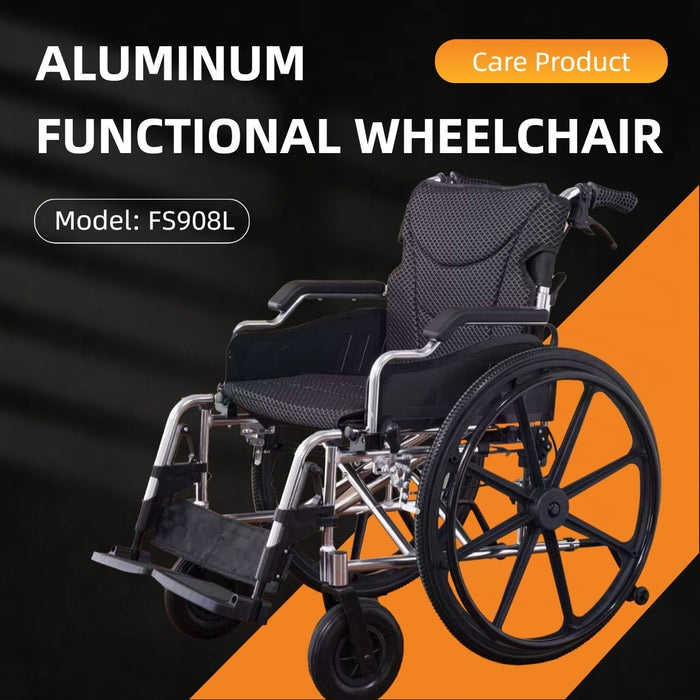 Heavy Duty Foldable Manual Wheelchair Double X Force Support With Adjustable Seat Belt Breathable Cushion & Anti Backflip Design 24" Tires For All Terrains 350 Lbs Capacity - Black / Silver
