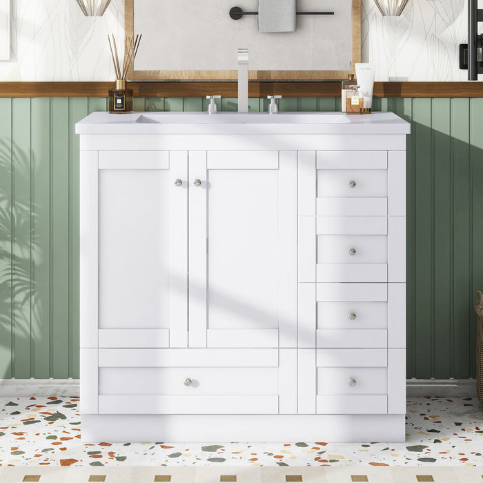Shaker Free Standing Bathroom Vanity Cabinet With Sink, Soft Close Drawers, Soft Close Doors