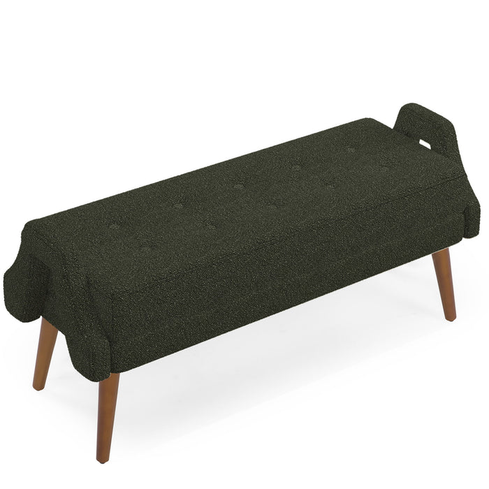 Modern Living Room Bench With Looped Yarn Fabric And Rubber Wooden Legs