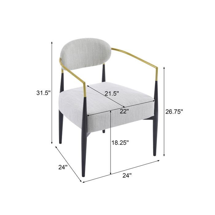 Mid Century Modern Upholstered Accent Armchair With Tapered Legs - Beige / Black / Gold