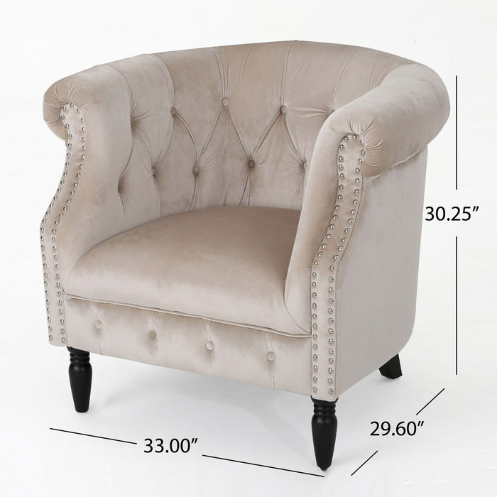 Celestialis - Upholstered Club Chair With Tub Design And Rolled Recessed Armrests