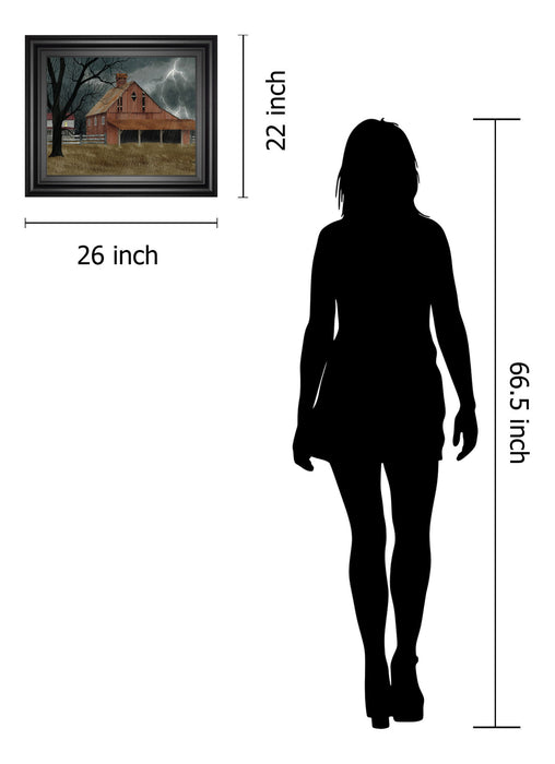 Dark And Stormy Night By Billy Jacobs - Framed Print Wall Art - Red