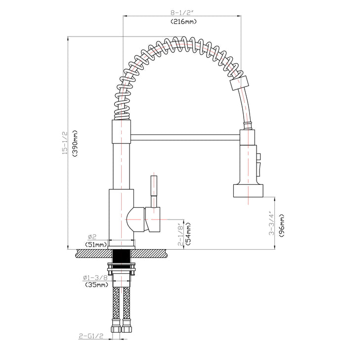 Kitchen Faucet With Pull Down Spray Head - Brushed Nickel
