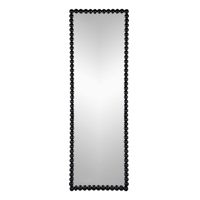 Full Length Mirror With Metal Beaded Frame, Rectangular Oversized Mirror For Living Room Bedroom - Black