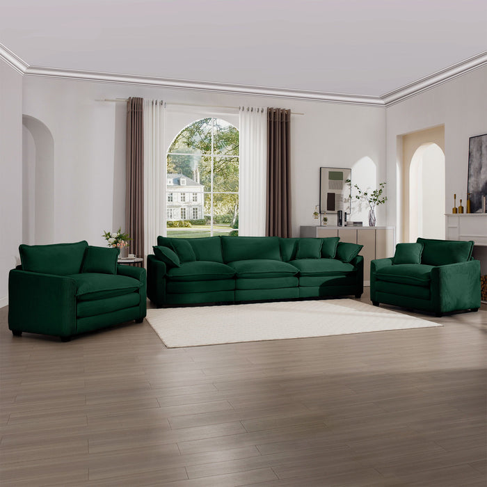 Elegant Corduroy Oversized Sectional Sofa Set With Deep Seats And Flexible Layout