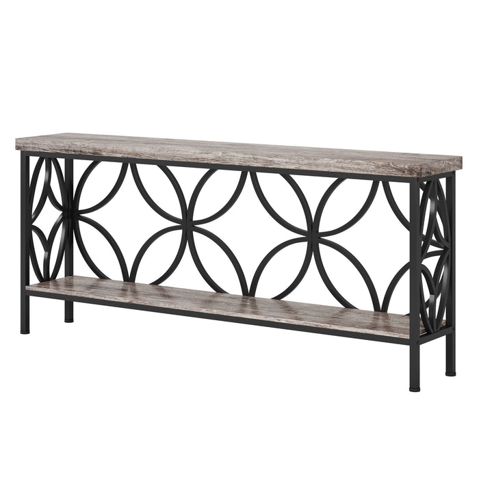 Extra Long Console Table With Open Storage Shelves