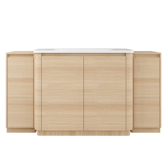 Freestanding Bathroom Vanity With Sink, 2 Small Storage Cabinets, Soft Close Doors