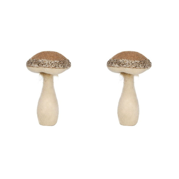 Mushroom Holiday Ornament, For Harvest Festival Fall Festival & Thanksgiving Table Decorations (Set of 2) - Beige / Light Brown