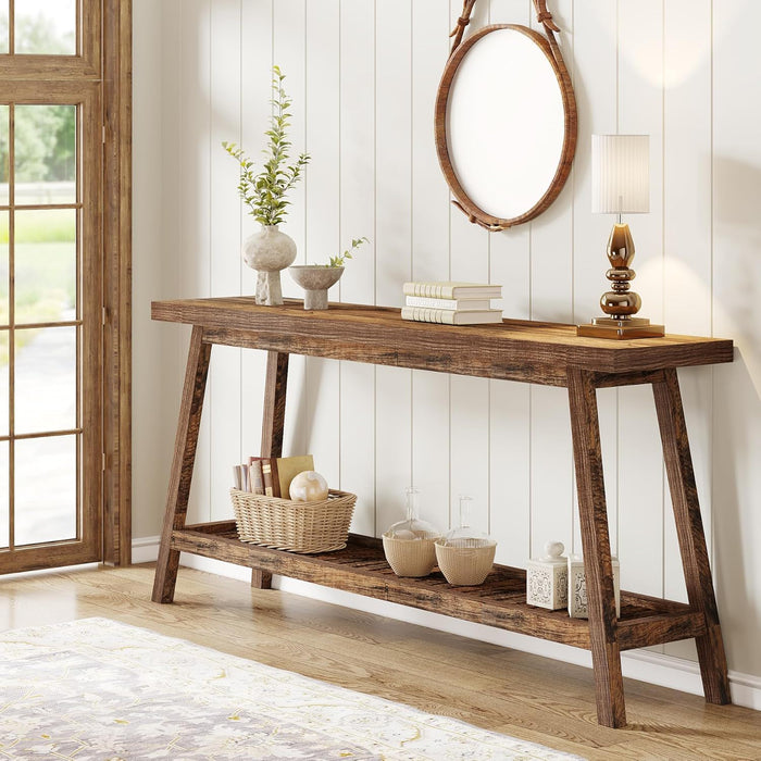 Extra Long Console Table With 2 Tier Open Storage