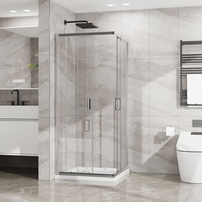 Corner Sliding Shower Door & Base Combo No Drain Kit