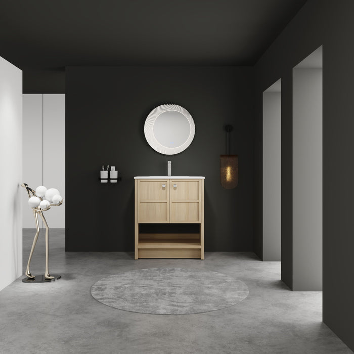 Modern Freestanding Bathroom Vanity With Ceramic Sink And Soft Closing Doors