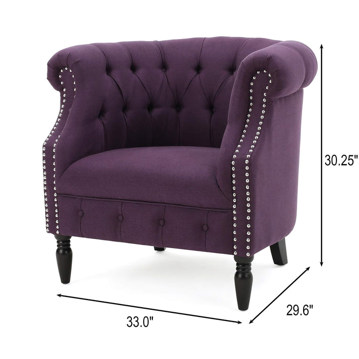 Celestialis - Upholstered Club Chair With Tub Design And Rolled Recessed Armrests